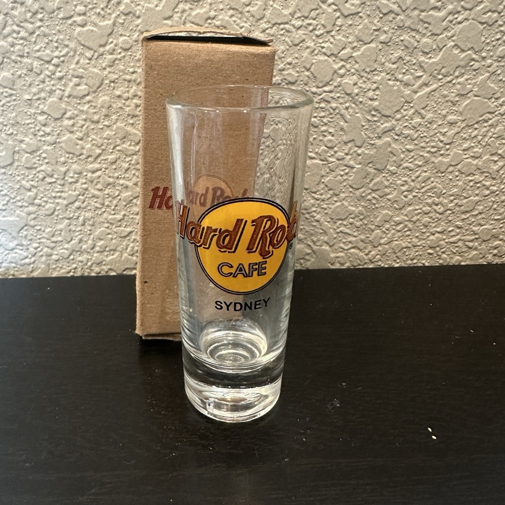 Hard Rock Cafe tall Shot Glass Sydney Australia New in Box Souvenir Music